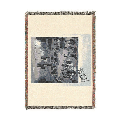 Woven Blanket — Vintage Cityscape Throw Blanket