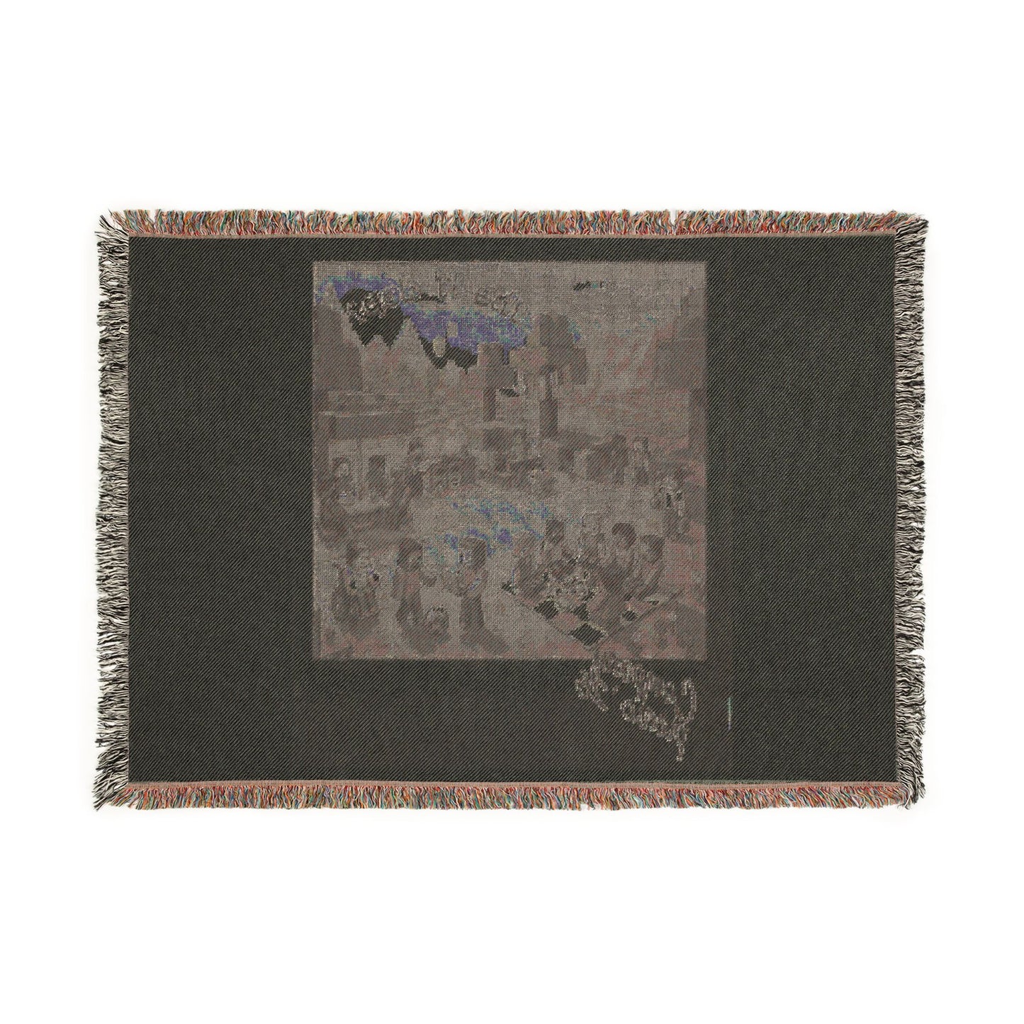 Woven Blanket — Vintage Cityscape Throw Blanket