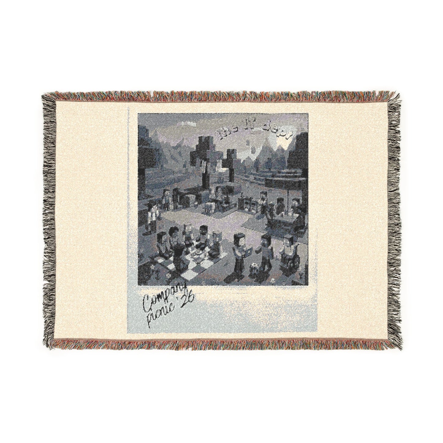 Woven Blanket — Vintage Cityscape Throw Blanket