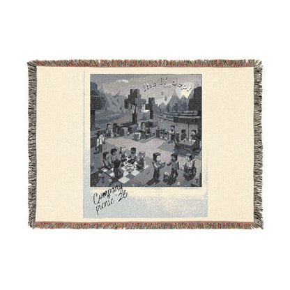 Woven Blanket — Vintage Cityscape Throw Blanket
