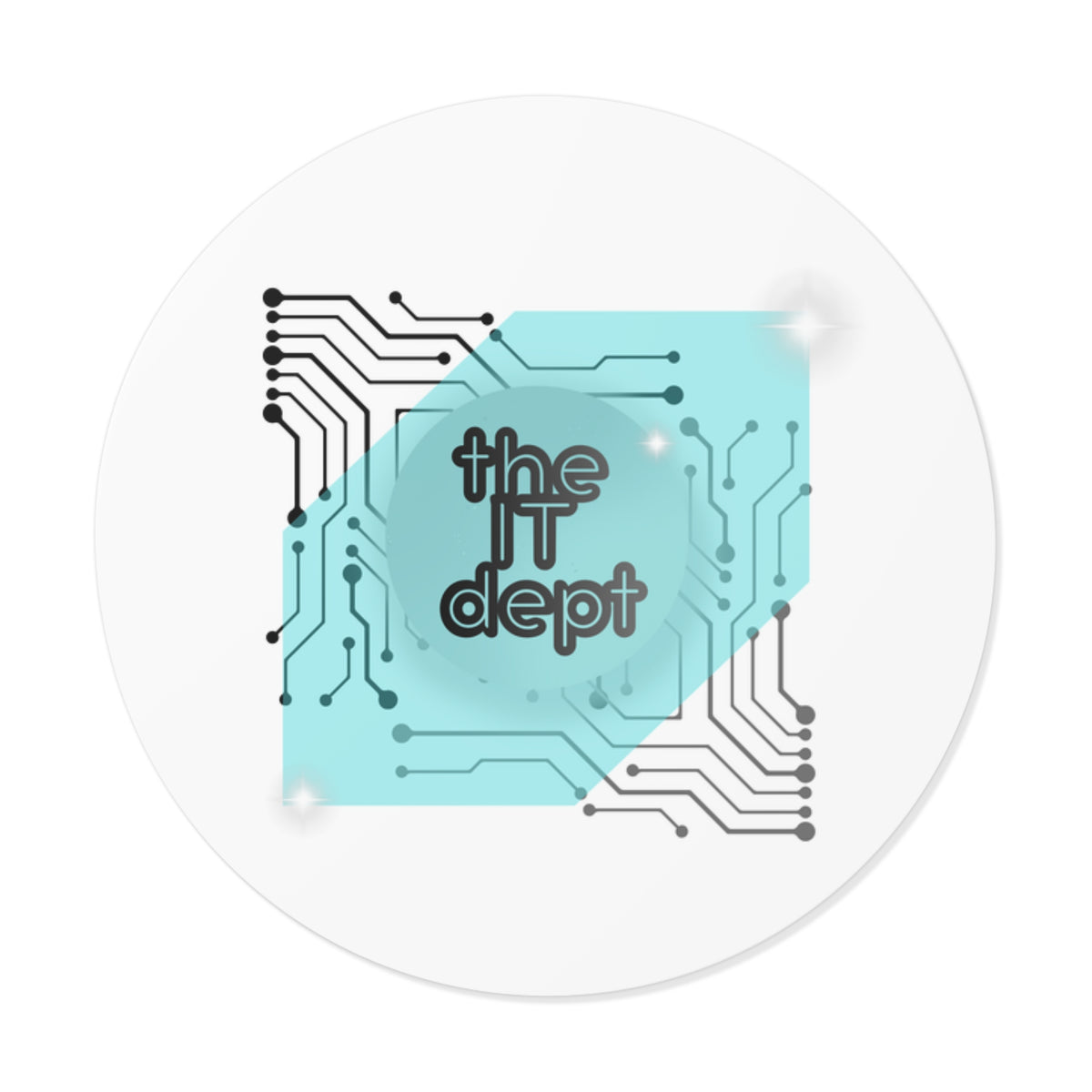 IT Dept Circuit Round Vinyl Sticker — Retro Tech Logo