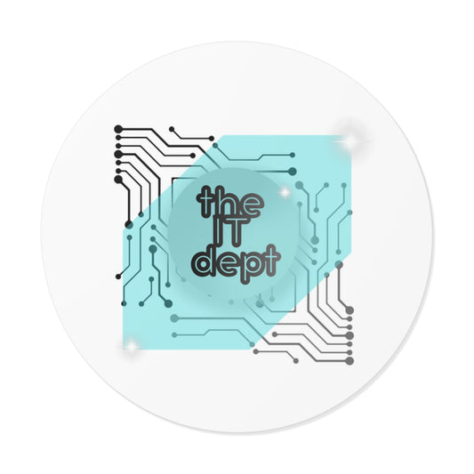 IT Dept Circuit Round Vinyl Sticker — Retro Tech Logo