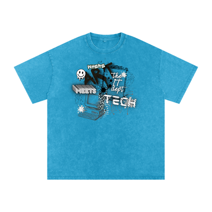 Snow Washed Oversized Cotton T-Shirt