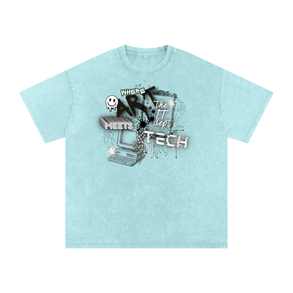 Snow Washed Oversized Cotton T-Shirt